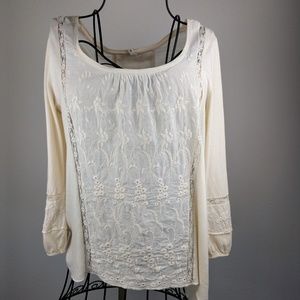 Soft Cream Boho Peasant Top